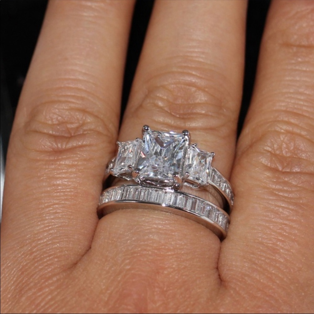‼️LAST CHANCE‼️ STERLING SILVER 2 PIECE BRIDAL SET - Picture 3 of 11